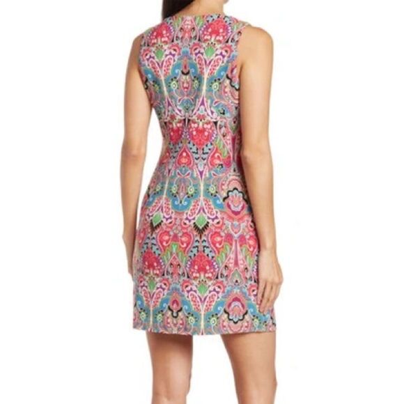 Tommy Hilfiger BOLERO PAISLEY PRINT JERSEY SLEEVELESS DRESS IN DRAGONFRUIT MULTI - Picture 2 of 16